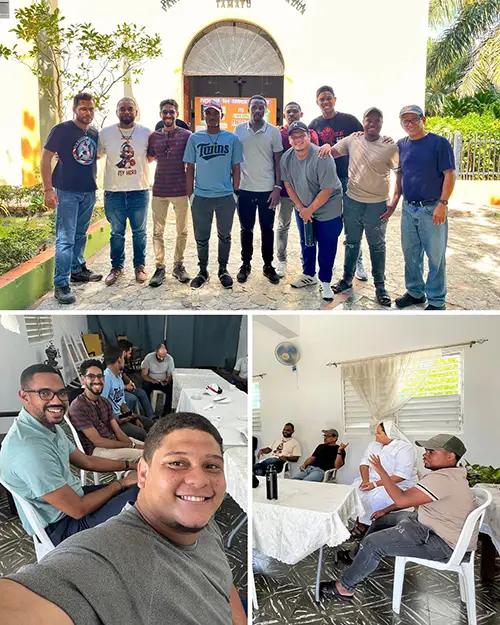 Varones jóvenes y adultos en reuniones